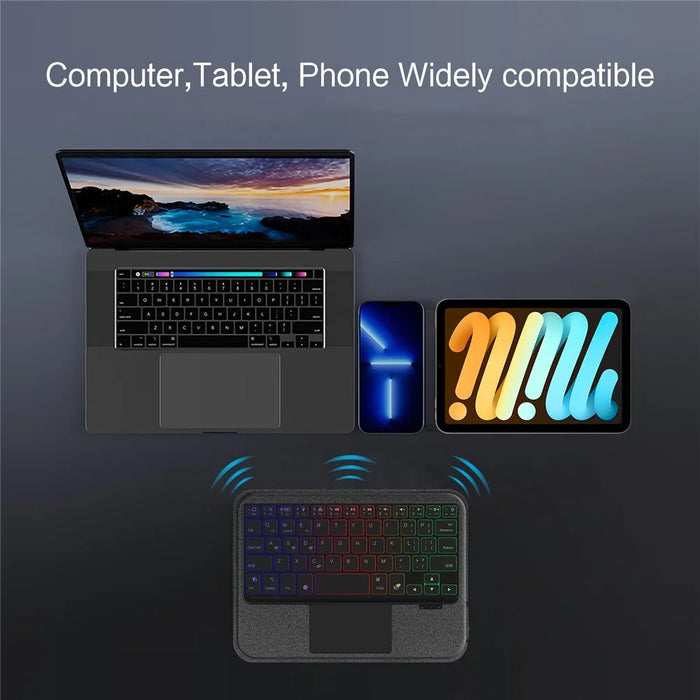 For iPad mini (2024) Leather Case + Bluetooth-compatible Keyboard with Backlight Trackpad - 6