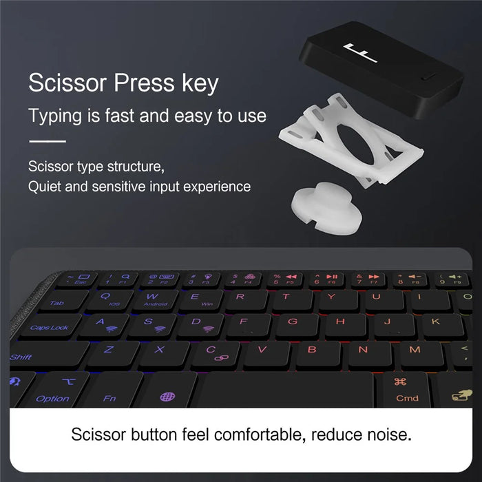 For iPad mini (2024) Leather Case + Bluetooth-compatible Keyboard with Backlight Trackpad - 7