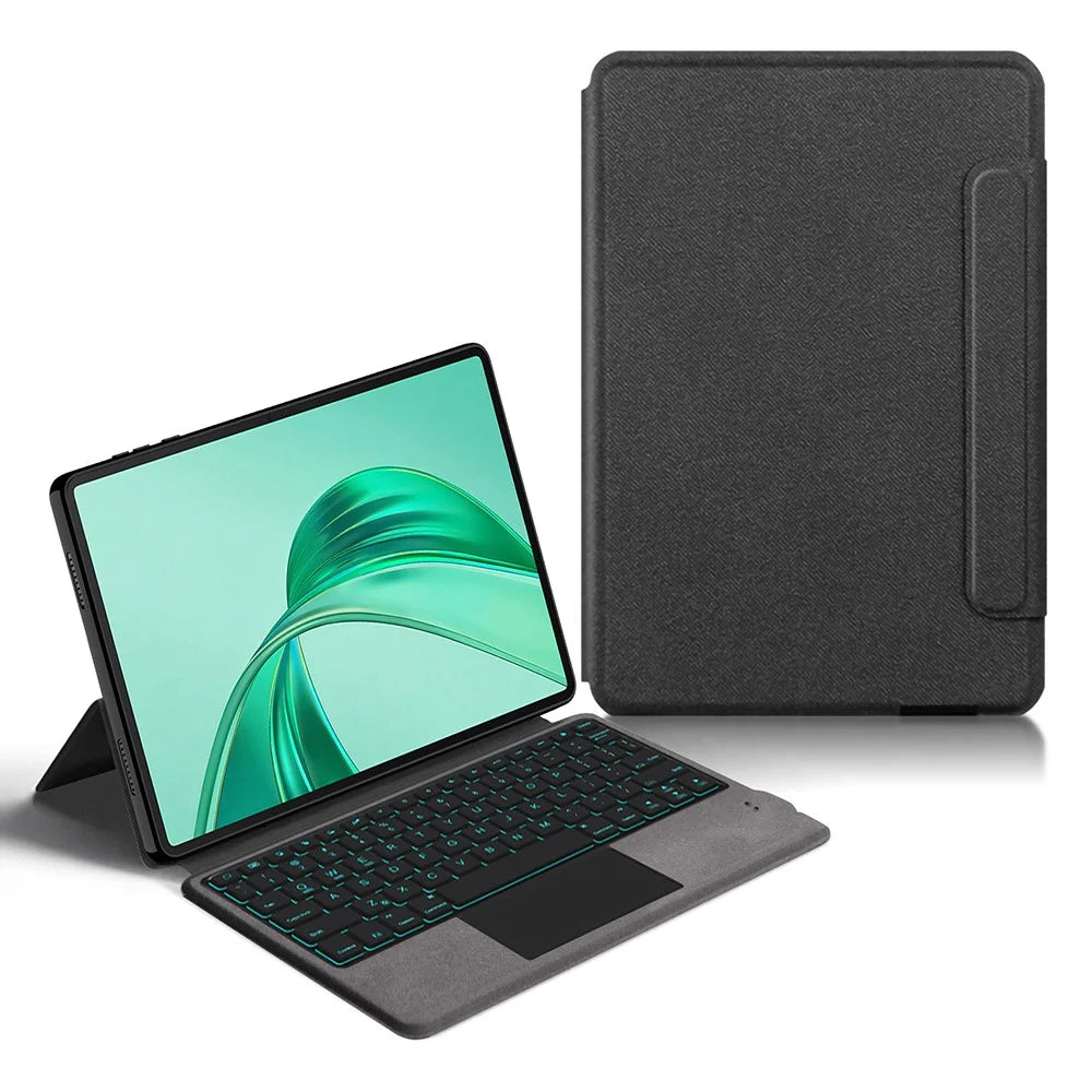 For Honor Pad X8a Leather Case + Touchpad Bluetooth-compatible Keyboard with Backlit - 1
