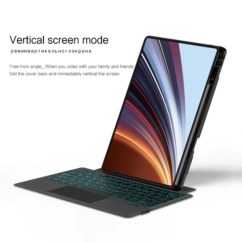 For Honor Pad GT Pro Leather Case + Bluetooth-compatible Keyboard with Backlight Trackpad - 5