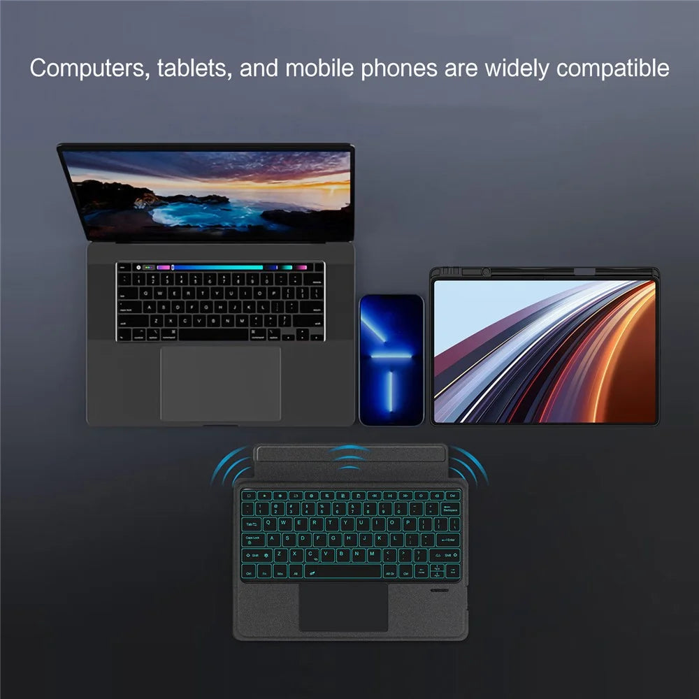 For Honor Pad GT Pro Leather Case + Bluetooth-compatible Keyboard with Backlight Trackpad - 7
