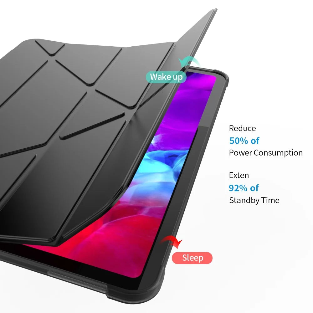 For iPad Pro 11 (2022) / (2021) / (2020) / (2018) Case Origami Stand PU Leather+TPU Tablet Cover with Pen Slot - Black - 4