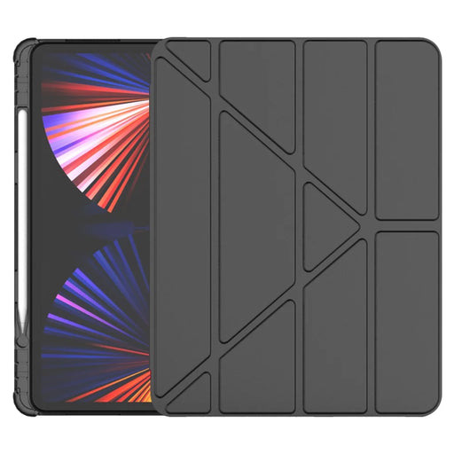 For iPad Pro 11 (2025) / (2024) Case Origami Stand PU Leather+TPU Tablet Cover with Pen Slot - Black - 1