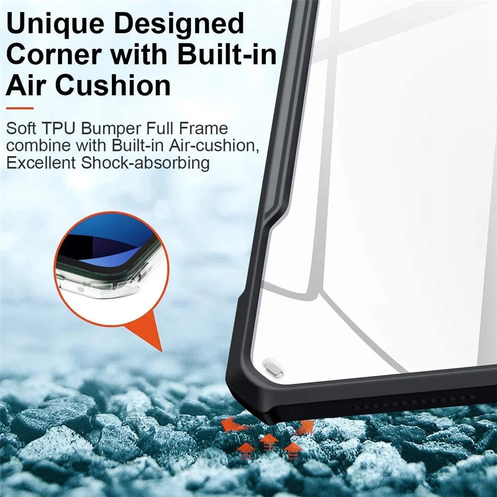 XUNDD For iPad Air (2020)/Air (2022) Slim Case TPU Frame Protective Cover Air Cushion Shockproof Tablet Case - Black - 6