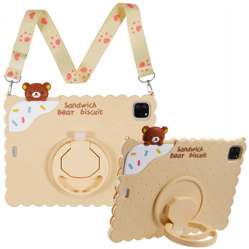 Bear Silicone Case with Strap for iPad Air 11 (2026) / (2025) / (2024) / Air (2022) / (2020) / Pro 11 (2025) / 11 (2024) / (2022) / (2021) / (2020) / (2018) - Yellow - 1