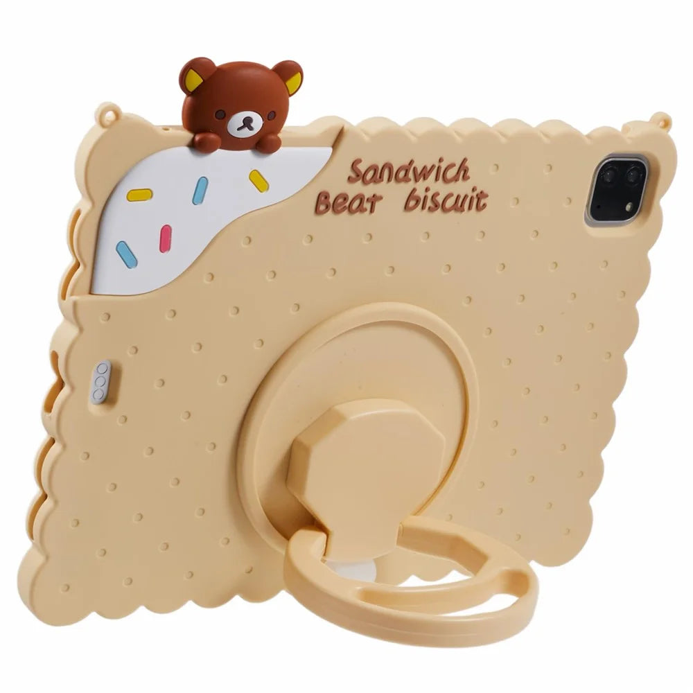 Bear Silicone Case with Strap for iPad Air 11 (2026) / (2025) / (2024) / Air (2022) / (2020) / Pro 11 (2025) / 11 (2024) / (2022) / (2021) / (2020) / (2018) - Yellow - 2