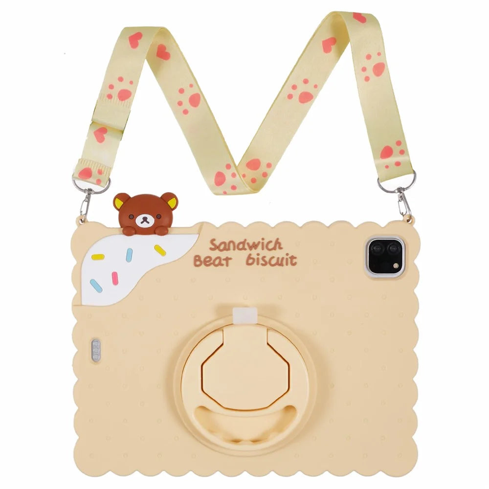 Bear Silicone Case with Strap for iPad Air 11 (2026) / (2025) / (2024) / Air (2022) / (2020) / Pro 11 (2025) / 11 (2024) / (2022) / (2021) / (2020) / (2018) - Yellow - 7