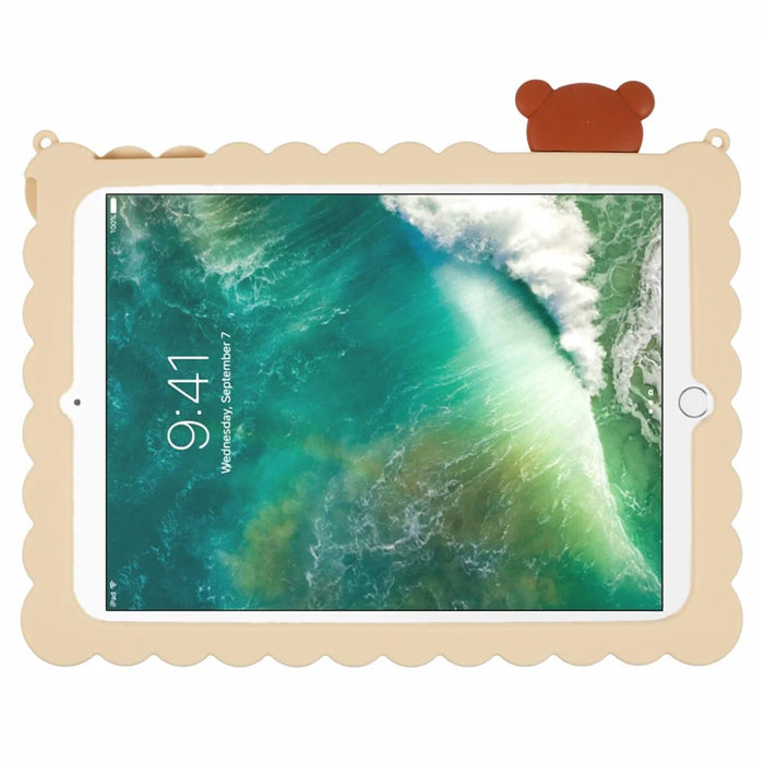 Silicone Case for iPad 9.7-inch (2018) / (2017) / iPad Air 2 / Air (2013) Kickstand Tablet Cover with Shoulder Strap - Yellow - 3