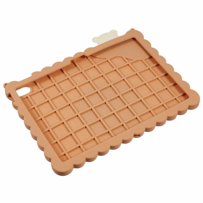 For iPad (2025) / 10.9 (2022) Silicone Case Kickstand Cute Bear Tablet Cover with Shoulder Strap - Brown - 5