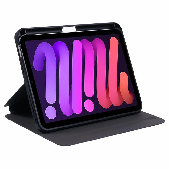 For iPad mini (2024) / mini (2021) Case Stand Leather Tablet Cover - Black - 2
