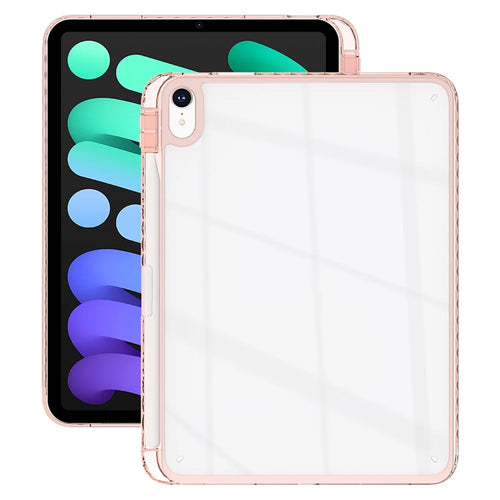 For iPad mini (2024)  /  (2021) Case Clear TPU Tablet Protective Cover with Pen Slot - Pink - 1
