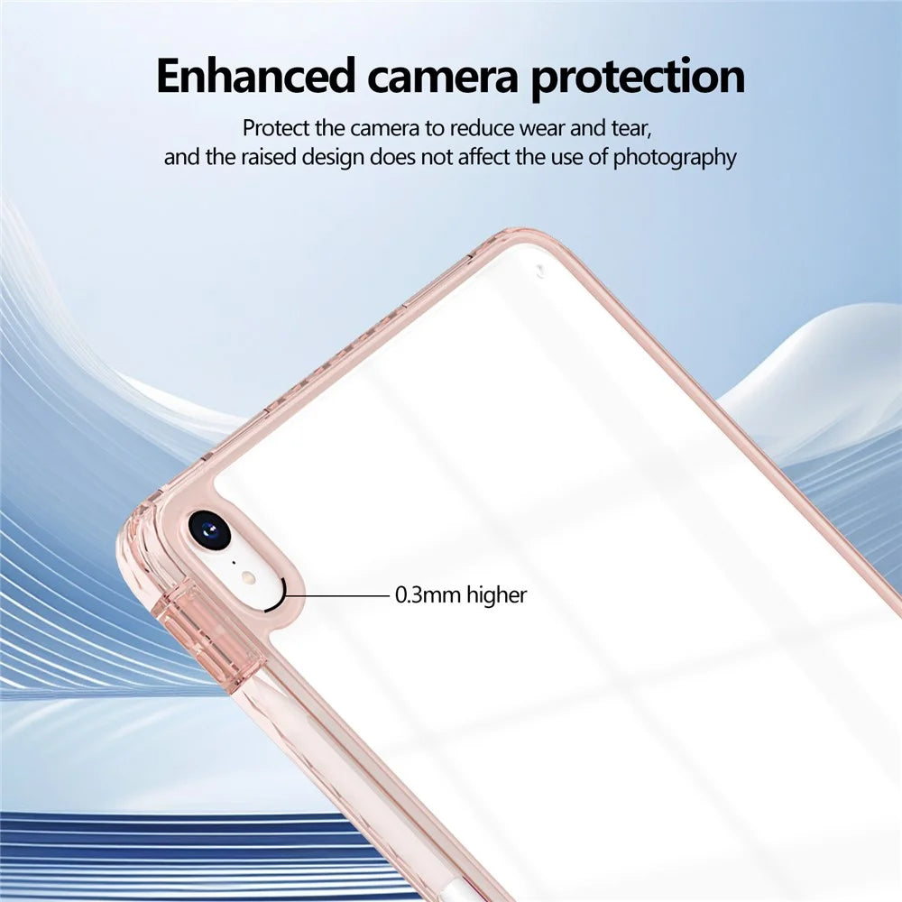 For iPad mini (2024)  /  (2021) Case Clear TPU Tablet Protective Cover with Pen Slot - Pink - 3