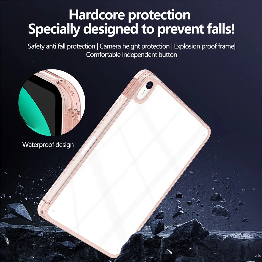 For iPad mini (2024)  /  (2021) Case Clear TPU Tablet Protective Cover with Pen Slot - Pink - 5