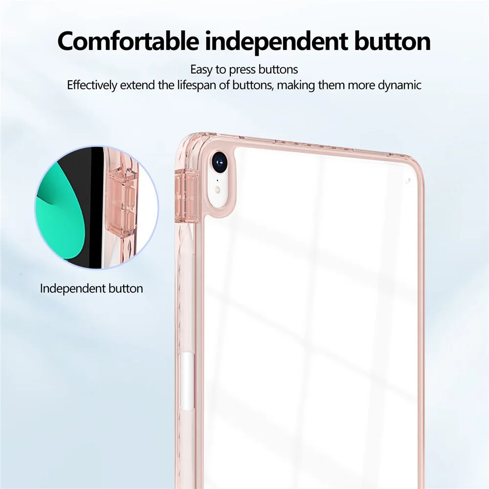 For iPad mini (2024)  /  (2021) Case Clear TPU Tablet Protective Cover with Pen Slot - Pink - 6