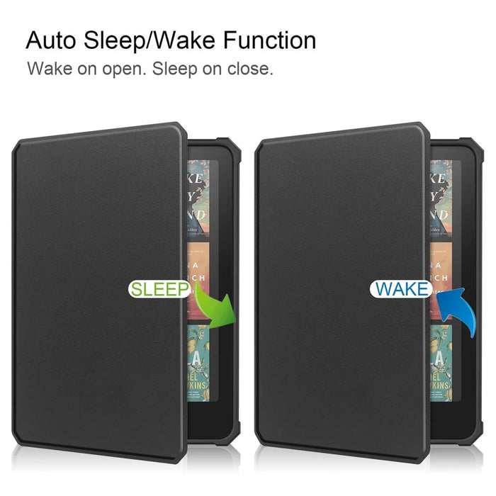 For Amazon Kindle Paperwhite (2024) / Kindle Colorsoft Case PU Leather + TPU E-Reader Cover Auto Wake  /  Sleep - Black - 6