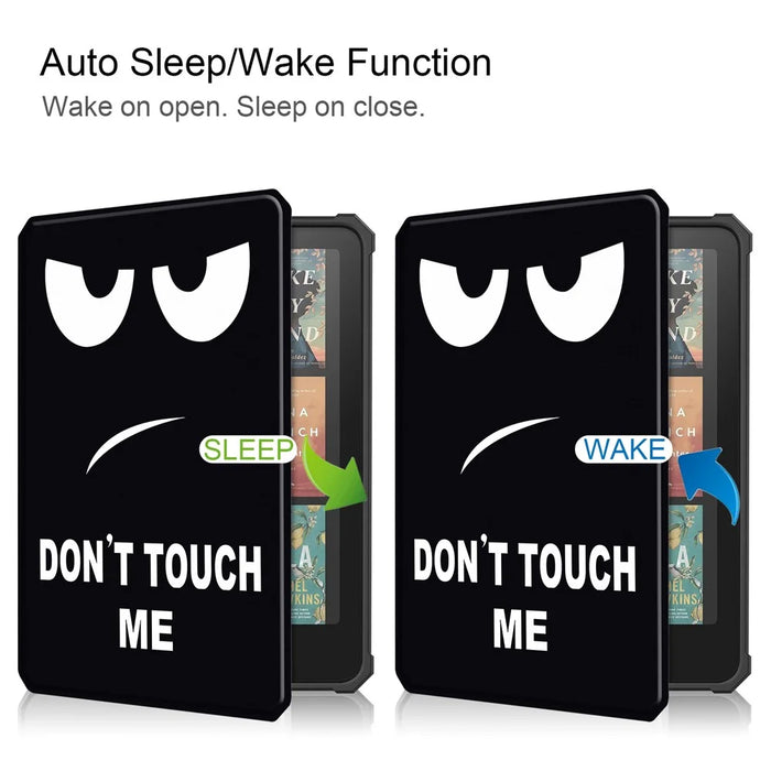 For Amazon Kindle Paperwhite (2024) / Kindle Colorsoft Case Pattern Print TPU+ PU E-Reader Cover - Don't Touch Me - 6
