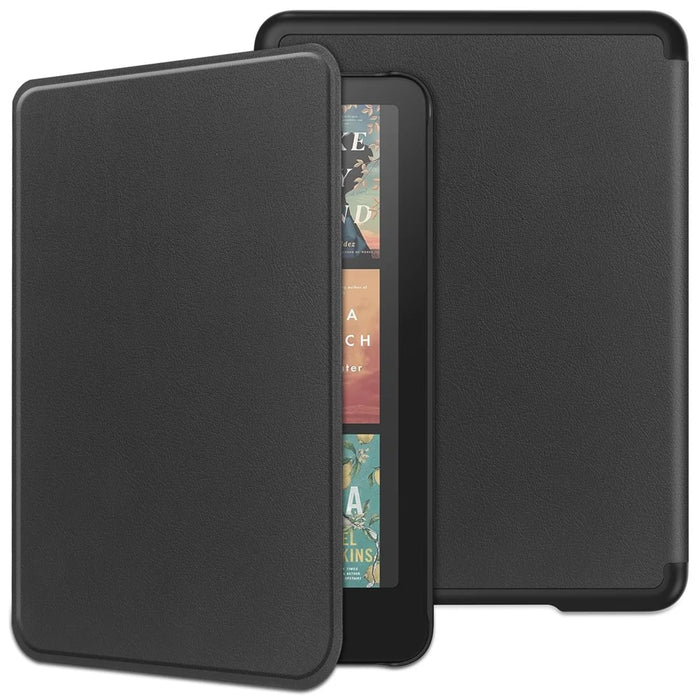 For Amazon Kindle Paperwhite (2024) / Kindle Colorsoft Case PC + PU E-Reader Cover Support Auto Wake  /  Sleep - Black - 1