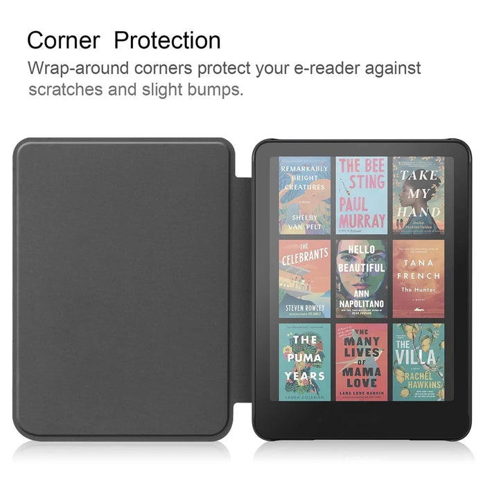For Amazon Kindle Paperwhite (2024) / Kindle Colorsoft Case PC + PU E-Reader Cover Support Auto Wake  /  Sleep - Black - 2