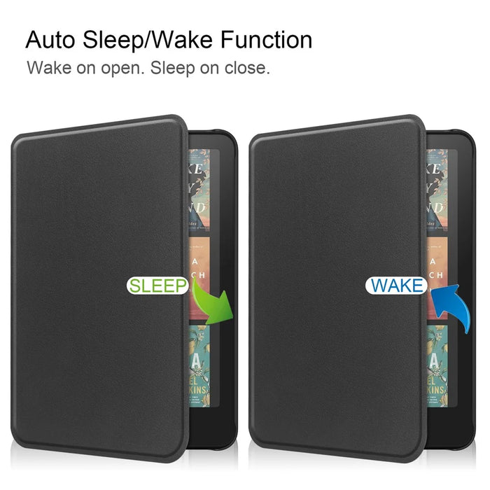 For Amazon Kindle Paperwhite (2024) / Kindle Colorsoft Case PC + PU E-Reader Cover Support Auto Wake  /  Sleep - Black - 6