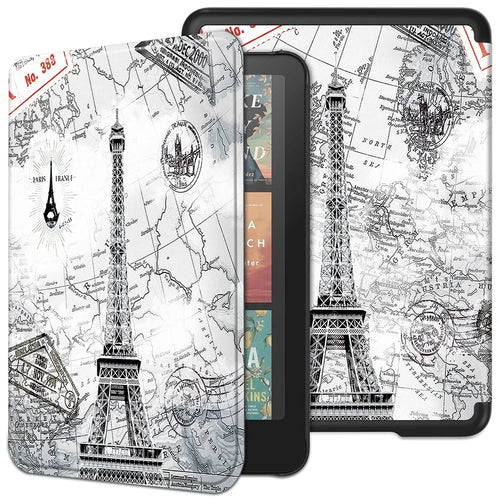 For Amazon Kindle Paperwhite (2024) / Kindle Colorsoft Case Pattern Print PC+ PU E-Reader Cover - Vintage Tower - 1