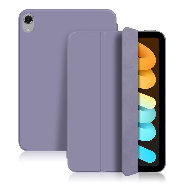 For iPad mini (2024) Case Magnetic Attachment PU Leather Tri-Fold Stand Shockproof Cover - Purple - 2