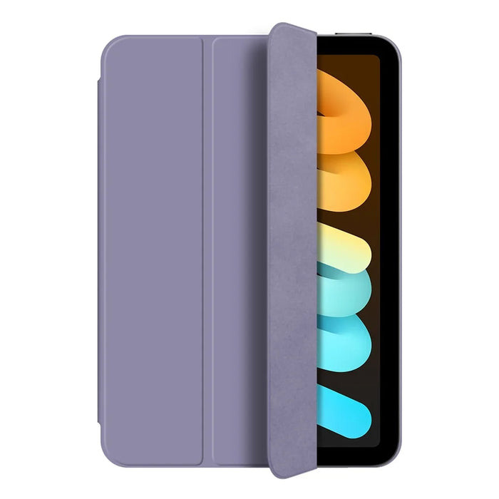 For iPad mini (2024) Case Magnetic Attachment PU Leather Tri-Fold Stand Shockproof Cover - Purple - 4