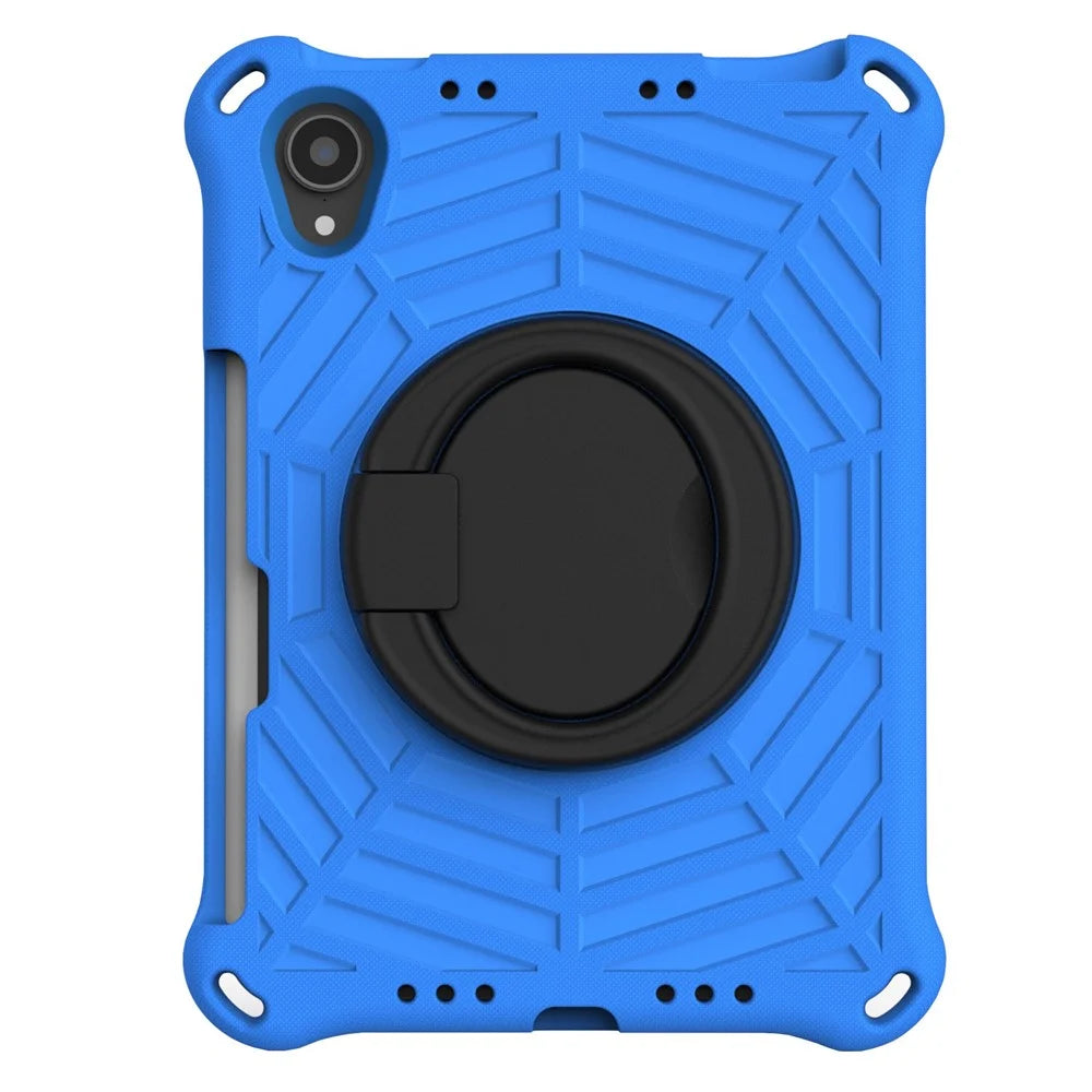 For iPad mini (2024) / mini (2021) Anti-Scratch EVA Case with Shoulder Strap Kickstand Protective Cover Shockproof Tablet Case - Blue - 4