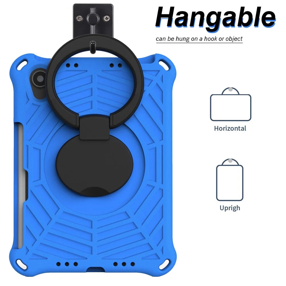 For iPad mini (2024) / mini (2021) Anti-Scratch EVA Case with Shoulder Strap Kickstand Protective Cover Shockproof Tablet Case - Blue - 7