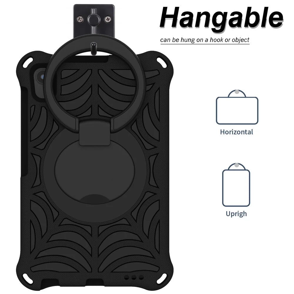 For Lenovo Tab M8 TB-8505/TB-8705/TB-8506 (2021) Shockproof EVA Case Anti-Scratch Protective Cover Kickstand Tablet Case with Shoulder Strap - Black - 6