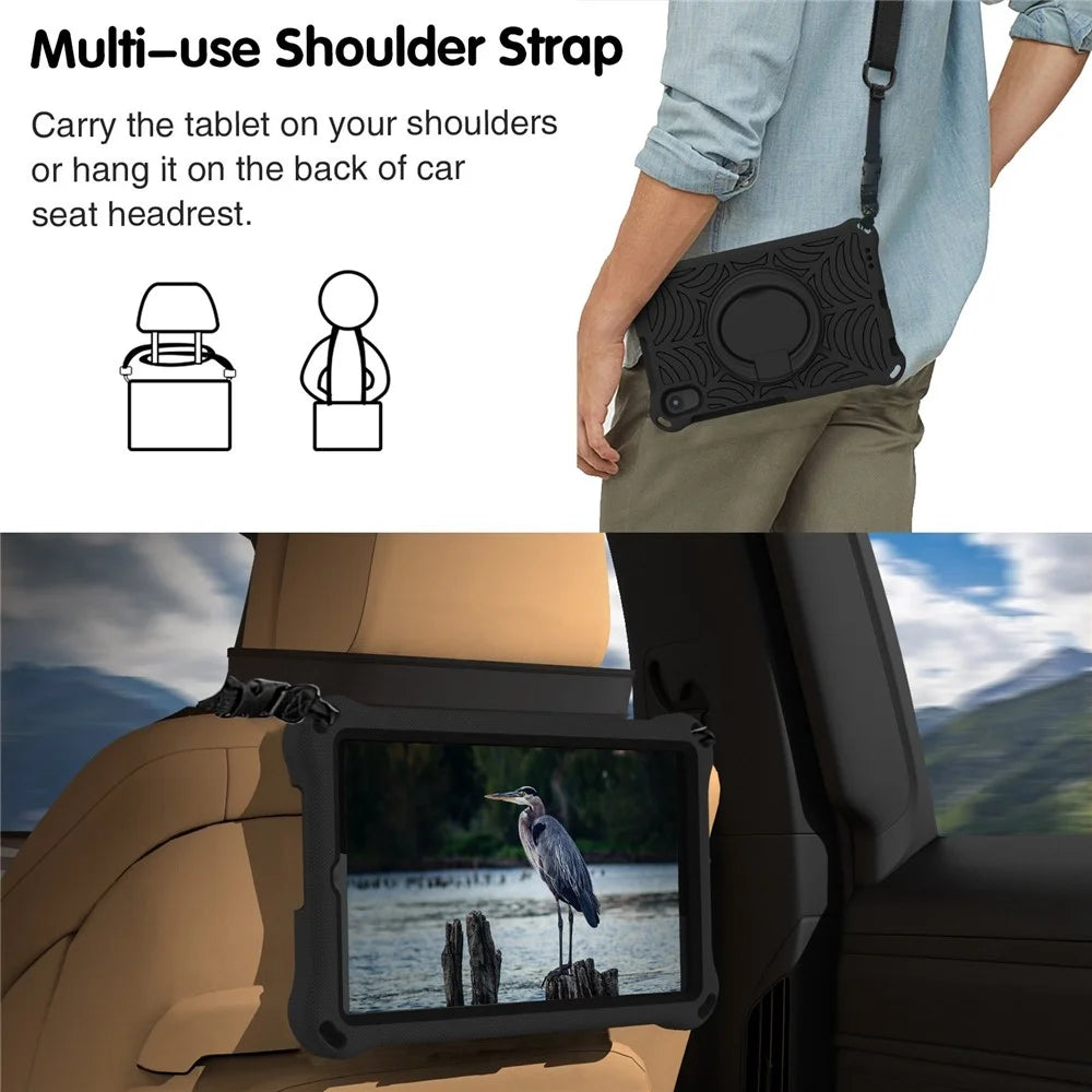 For Lenovo Tab M8 TB-8505/TB-8705/TB-8506 (2021) Shockproof EVA Case Anti-Scratch Protective Cover Kickstand Tablet Case with Shoulder Strap - Black - 7