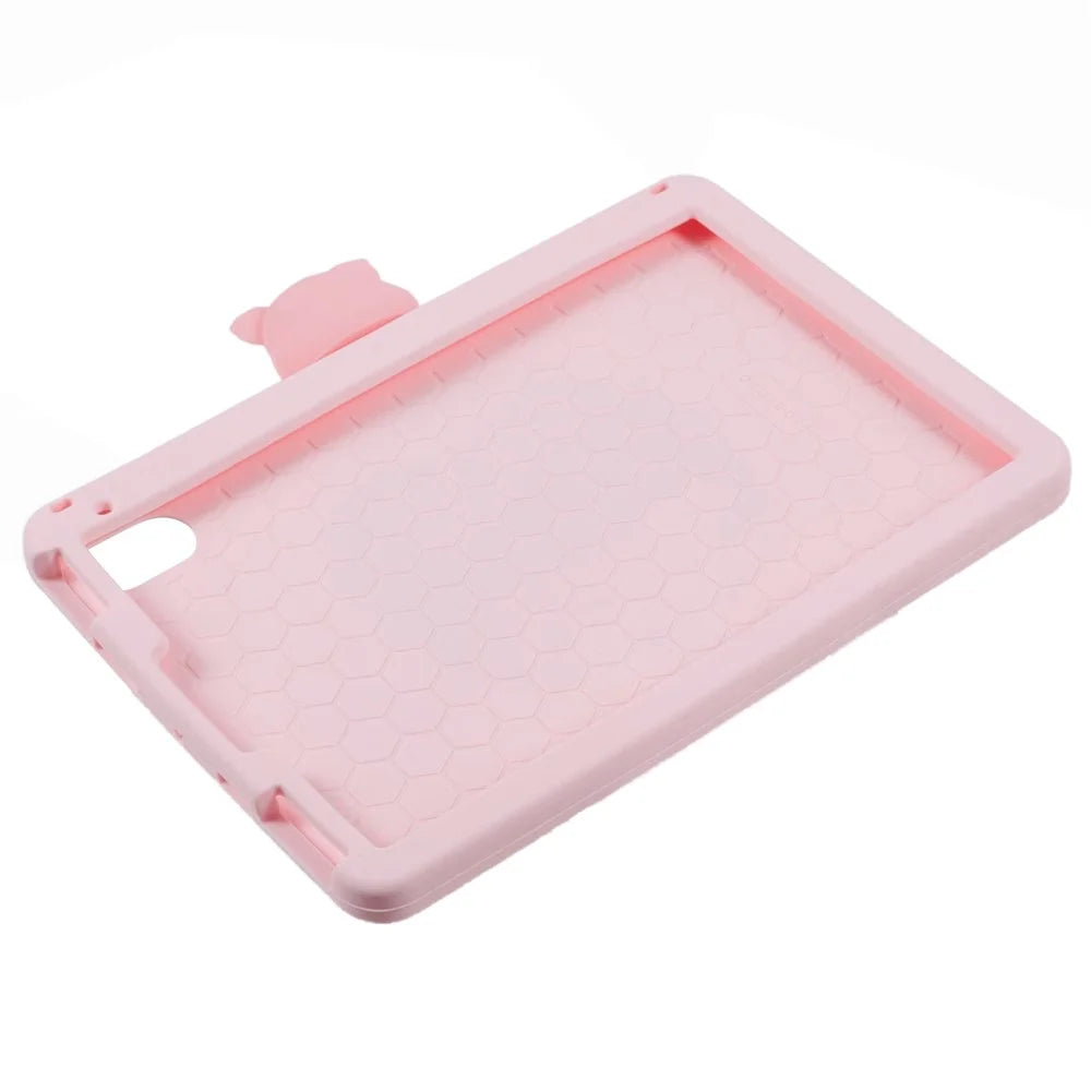 For iPad mini (2024) / mini (2021) Silicone Case with Shoulder Strap Kickstand Cartoon Pig Tablet Cover - 3