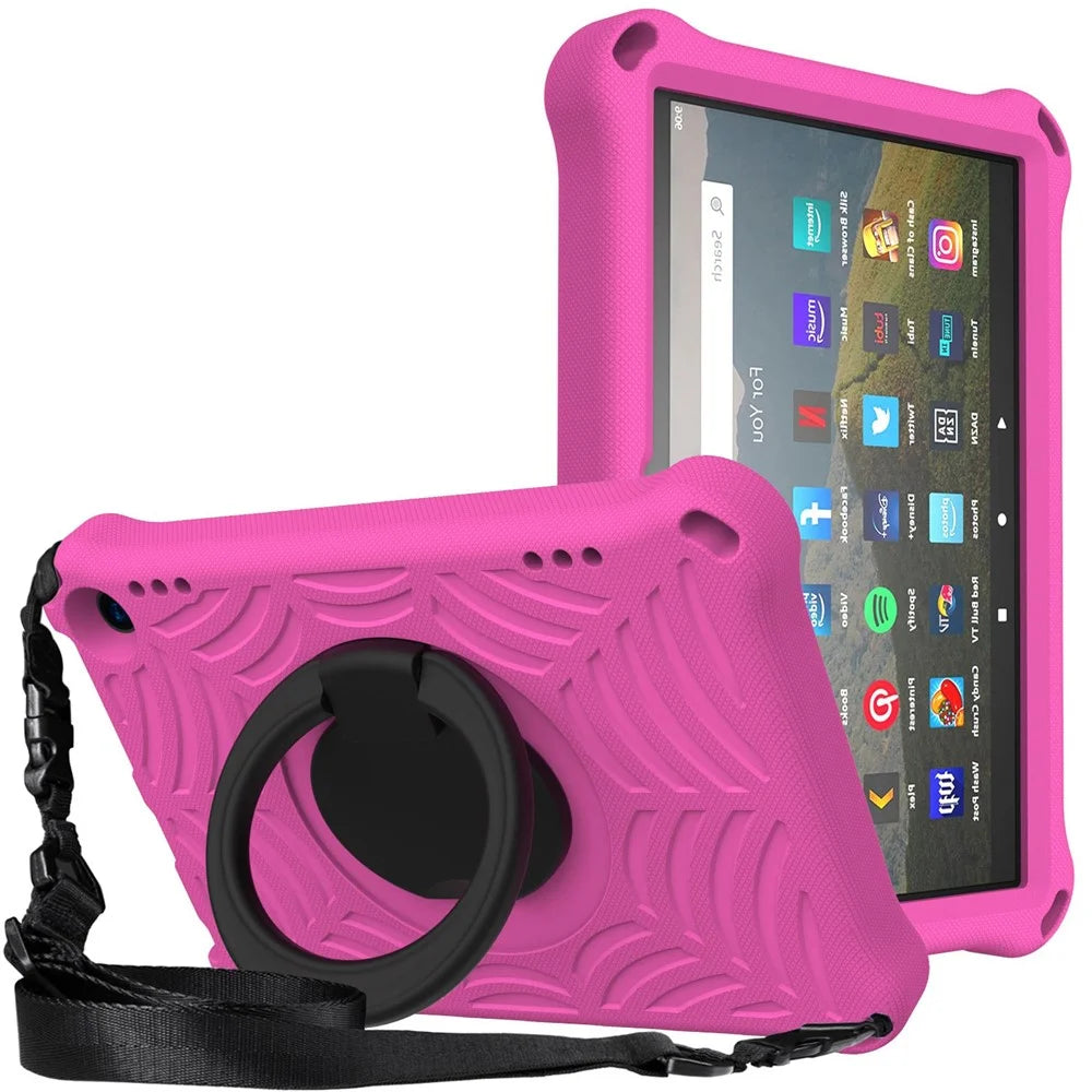 For Amazon Fire HD 8 (2020)/8 Plus (2020) Kickstand Tablet Case Anti-Scratch Protective Cover Shockproof EVA Case with Shoulder Strap - Rose - 1