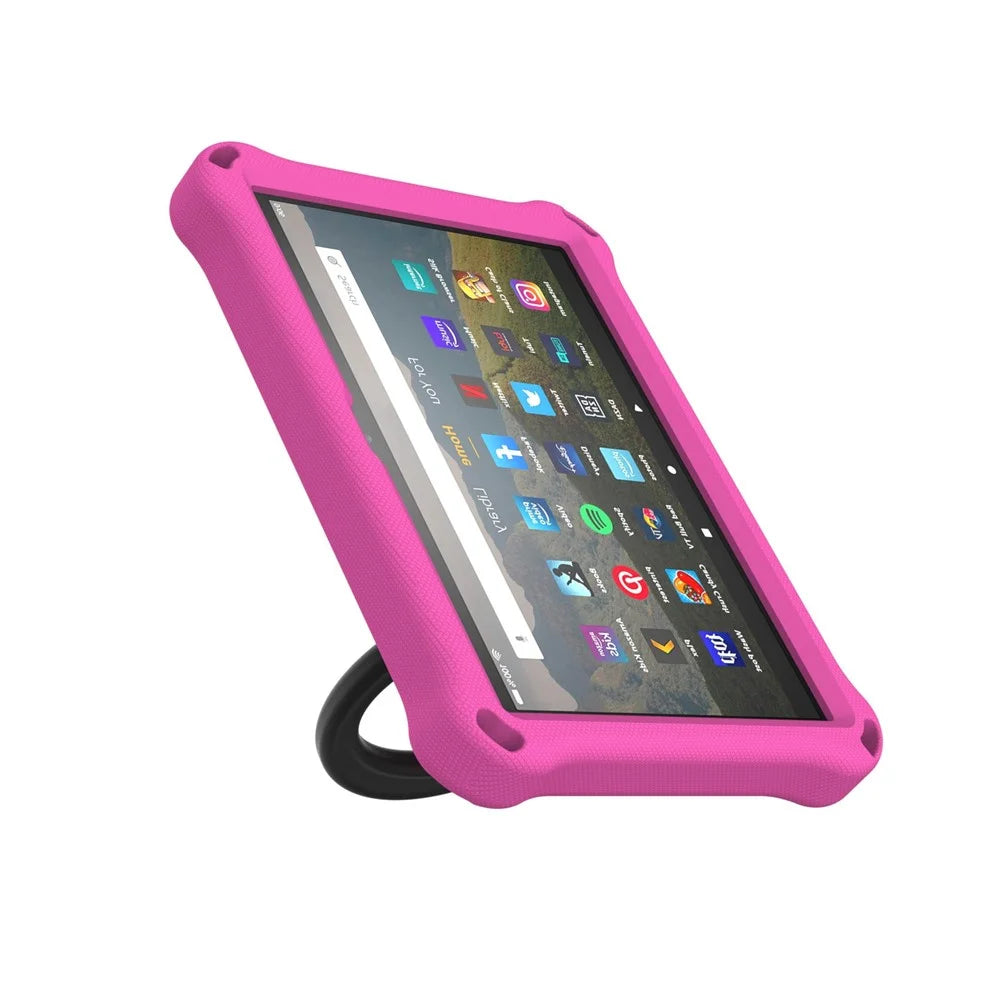 For Amazon Fire HD 8 (2020)/8 Plus (2020) Kickstand Tablet Case Anti-Scratch Protective Cover Shockproof EVA Case with Shoulder Strap - Rose - 3