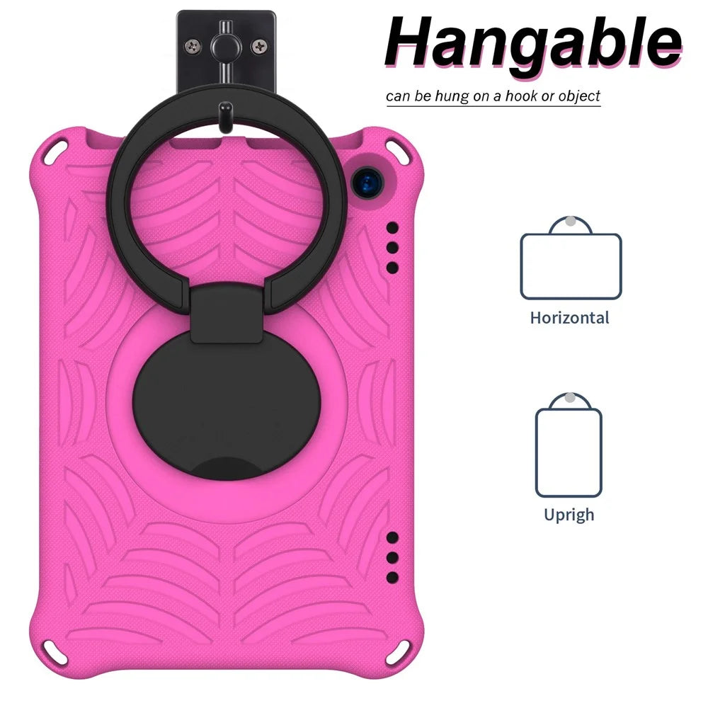 For Amazon Fire HD 8 (2020)/8 Plus (2020) Kickstand Tablet Case Anti-Scratch Protective Cover Shockproof EVA Case with Shoulder Strap - Rose - 7
