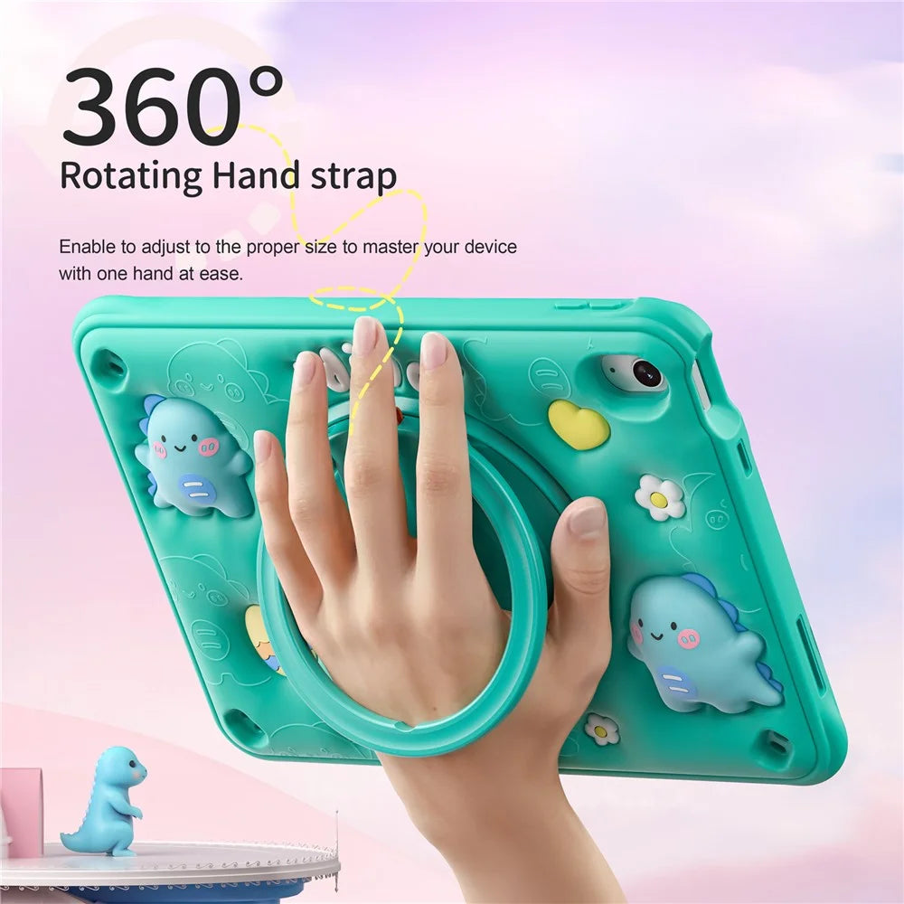 For iPad (2025) / 10.9 (2022) Case with Shoulder Strap Kickstand PC+Silicone+TPU Tablet Cover - 5