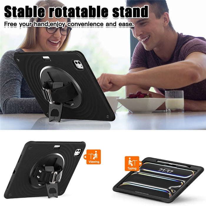 For iPad Pro 13 (2025) / 13 (2024) Case Kickstand TPU+PC+Silicone Tablet Cover - Black - 3