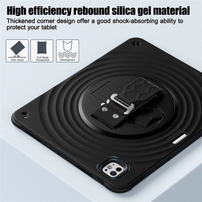 For iPad Pro 13 (2025) / 13 (2024) Case Kickstand TPU+PC+Silicone Tablet Cover - Black - 5