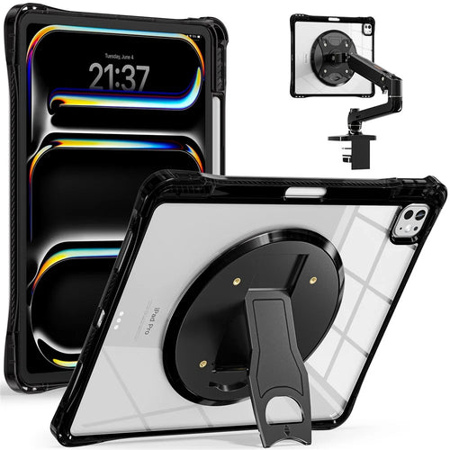 For iPad Pro 13 (2025) / 13 (2024) Clear Case PC+TPU+Acrylic Kickstand Tablet Back Cover - 1