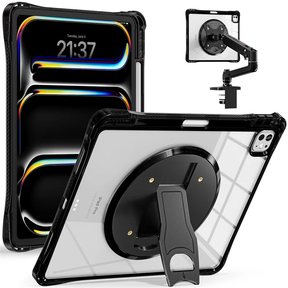 For iPad Pro 13 (2025) / 13 (2024) Clear Case PC+TPU+Acrylic Kickstand Tablet Back Cover - 1