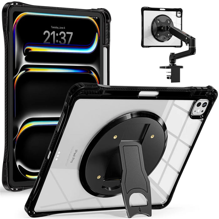 For iPad Pro 13 (2025) / 13 (2024) Clear Case PC+TPU+Acrylic Kickstand Tablet Back Cover - 1