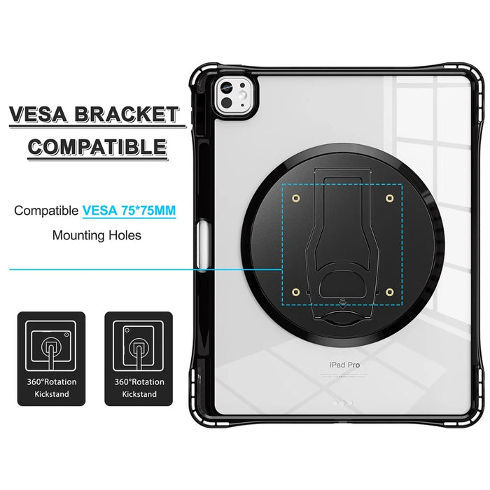 For iPad Pro 13 (2025) / 13 (2024) Clear Case PC+TPU+Acrylic Kickstand Tablet Back Cover - 4