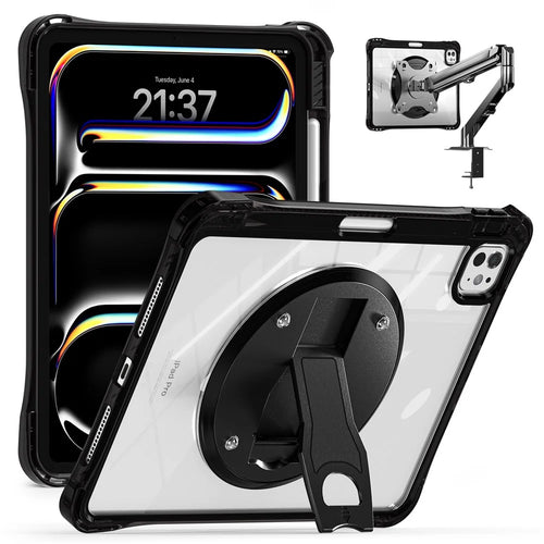 For iPad Pro 11 (2025) / 11 (2024) Clear Case PC+TPU+Acrylic Kickstand Tablet Back Cover - 1