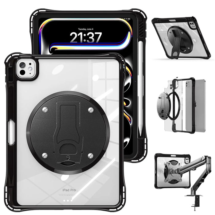 For iPad Pro 11 (2025) / 11 (2024) Clear Case PC+TPU+Acrylic Kickstand Tablet Back Cover - 2