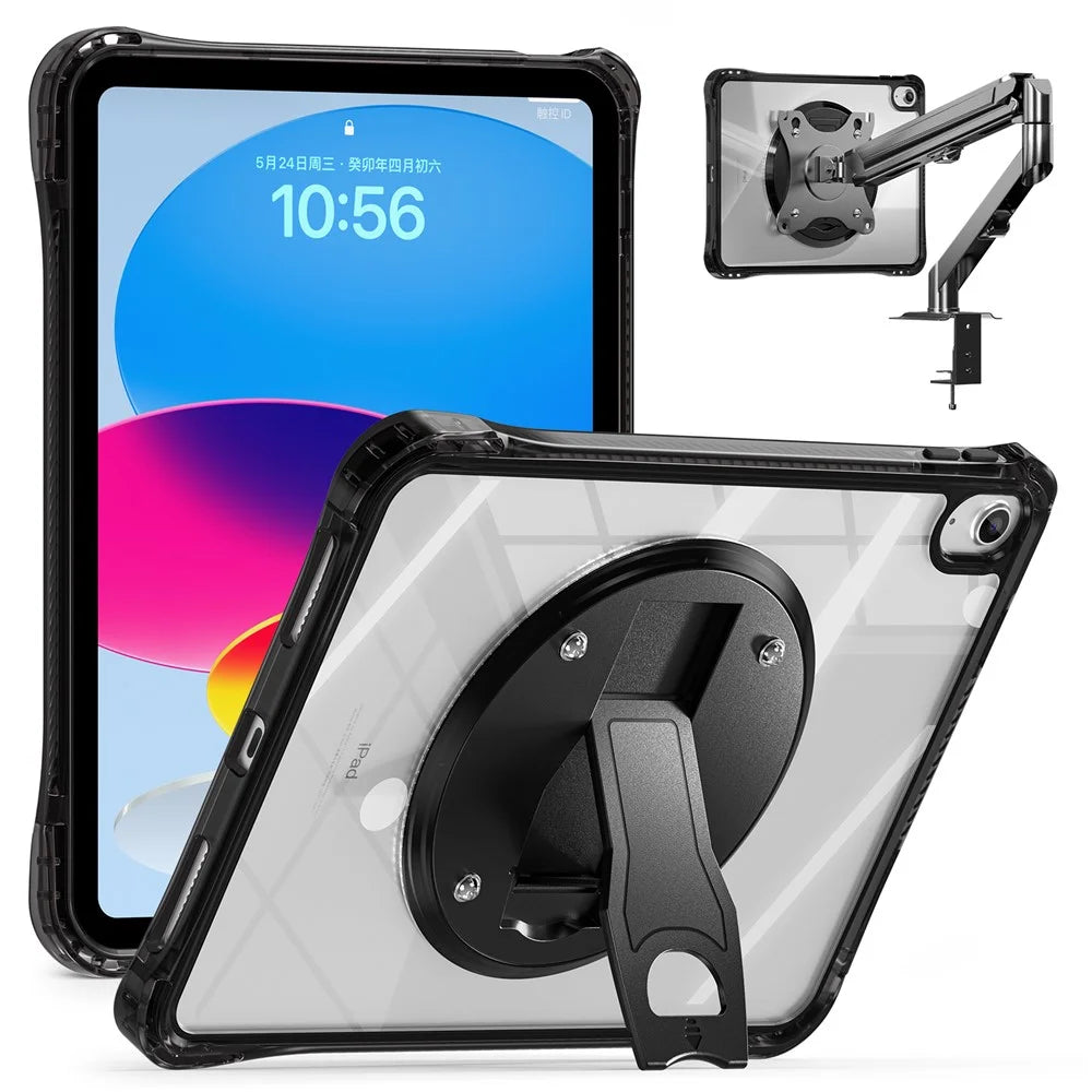 For iPad (2025) / 10.9 (2022) Clear Case PC+TPU+Acrylic Kickstand Tablet Back Cover - 1