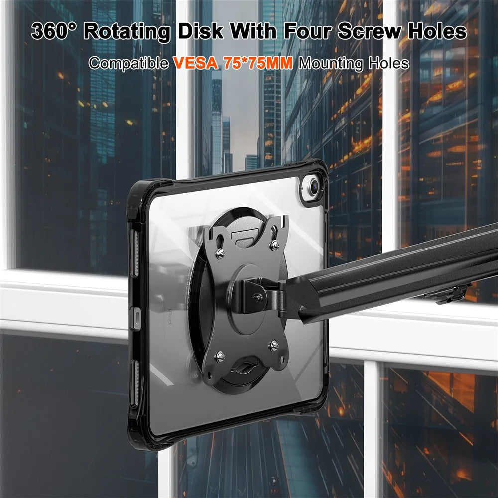 For iPad (2025) / 10.9 (2022) Clear Case PC+TPU+Acrylic Kickstand Tablet Back Cover - 5