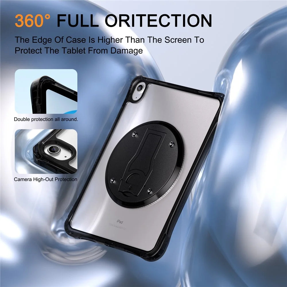 For iPad (2025) / 10.9 (2022) Clear Case PC+TPU+Acrylic Kickstand Tablet Back Cover - 6