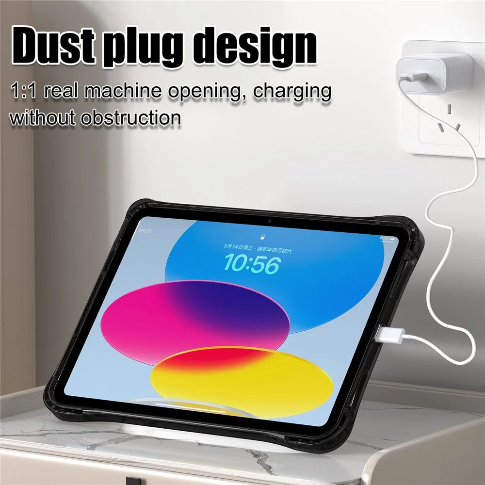 For iPad (2025) / 10.9 (2022) Clear Case PC+TPU+Acrylic Kickstand Tablet Back Cover - 7