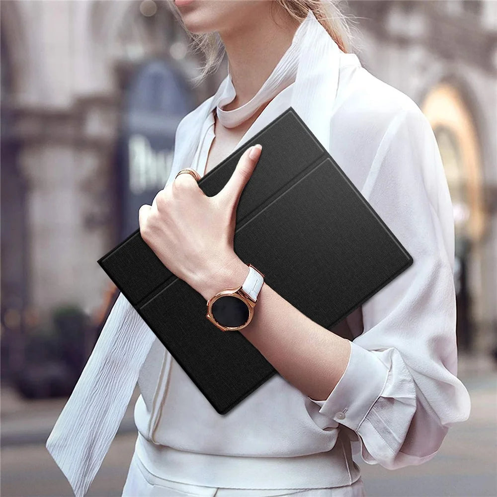 For Remarkable 2 Case Rotating Stand PC+PU Leather E-Reader Cover with Pen Holder - Black - 6