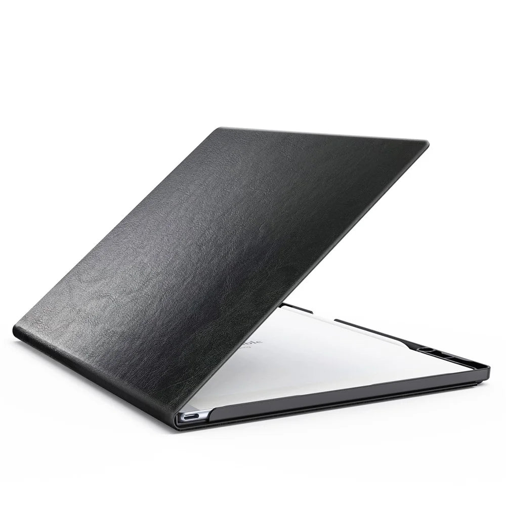 For Remarkable 2 Case Book Folio Style PC+PU Leather E-Reader Cover with Pen Holder - Black - 2