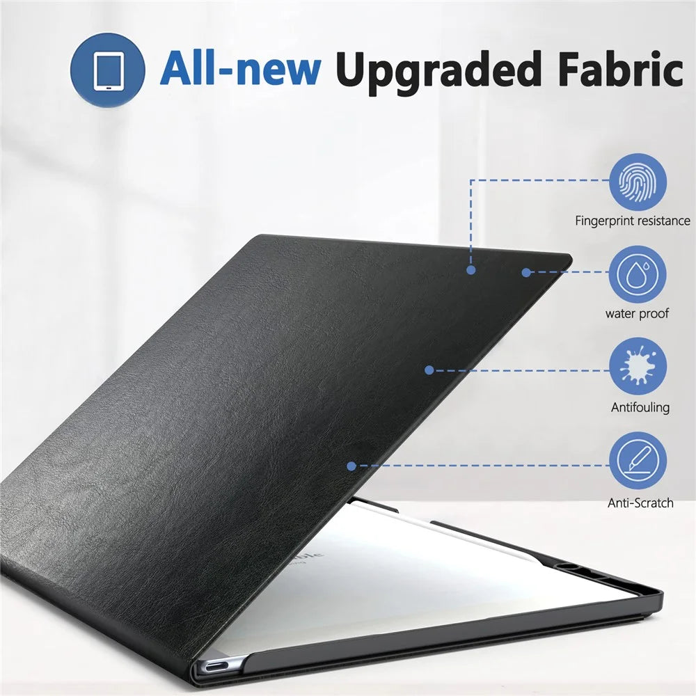 For Remarkable 2 Case Book Folio Style PC+PU Leather E-Reader Cover with Pen Holder - Black - 3